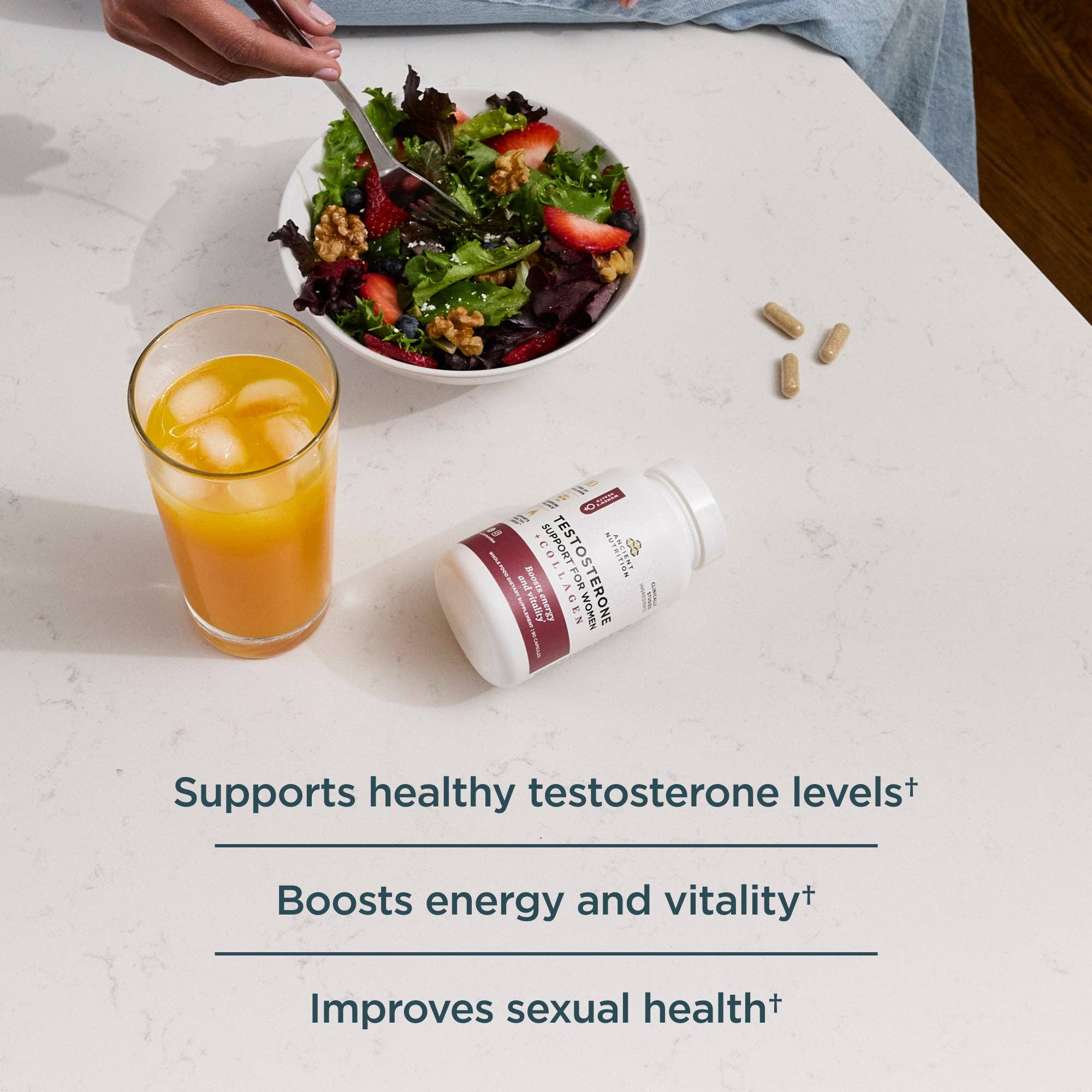 Ancient Nutrition - Wholesale Oral Supplement/Vitamin - Testosterone Support for Women + Collagen | Capsules (30 Servings)2