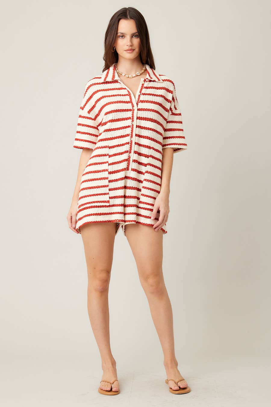 ILLA ILLA - Wholesale Romper - Women's - Slouchy Striped Crochet Romper1