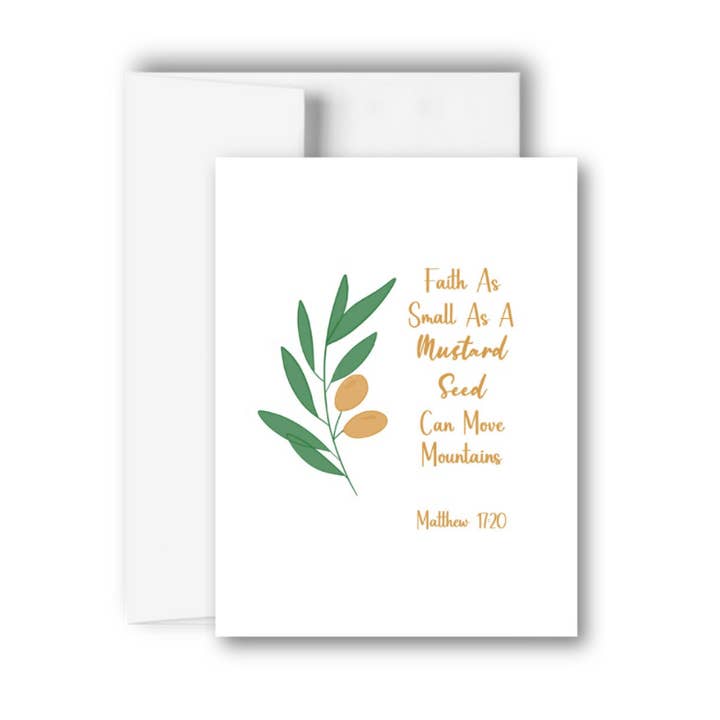 Faith As A Mustard Seed Thinking of You Greeting Card for wholesale by Brandi Creations Design Studio