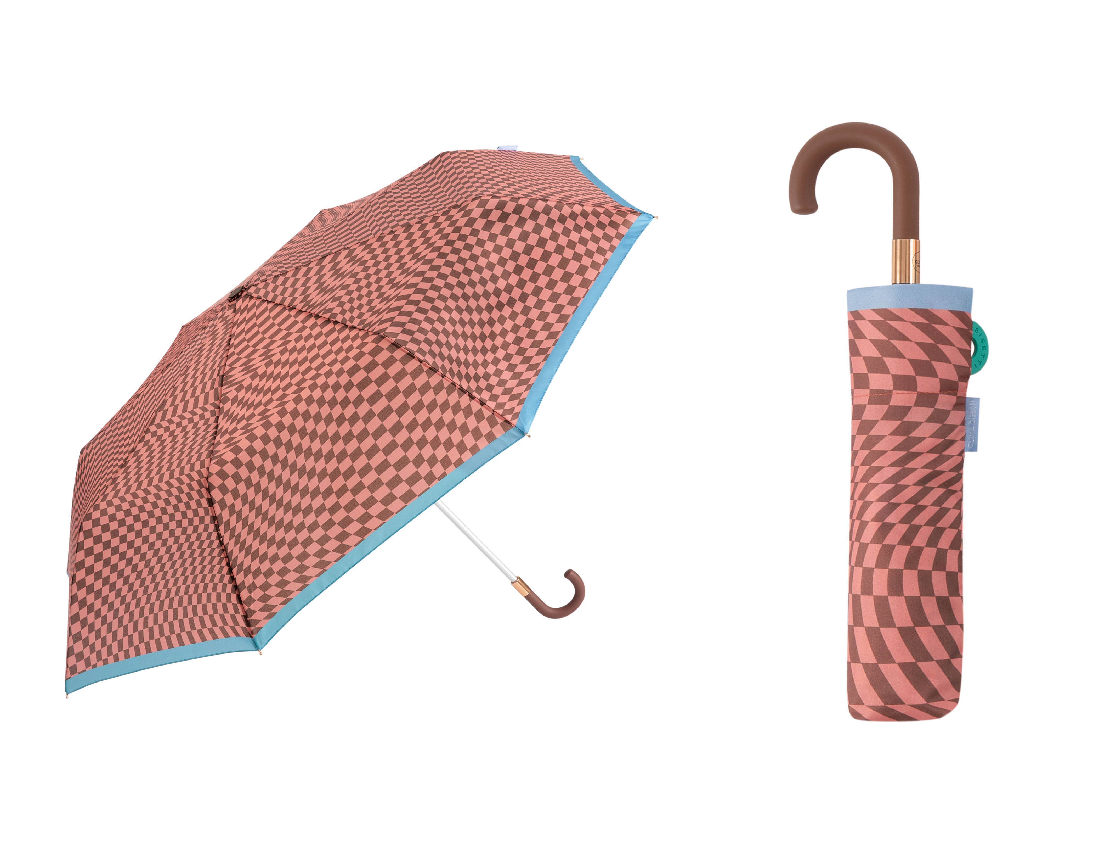 Mkr International – wholesale Paraply - Dam – Paraply Böjd Handtag "Checkered" | Vindbeständig | Återvunnen T.1