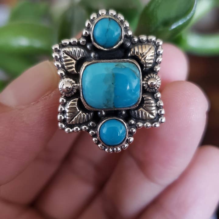 Amerikansk turkis 925 sterlingsølv ring (R-136) for engroshandel hos GTG Gems Corp