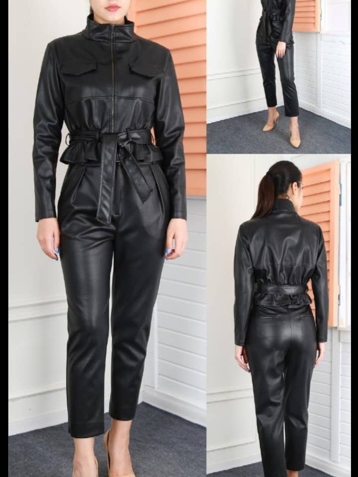 kvinder stilfuld læderjakke og bukser for engroshandel hos phoenix fashion