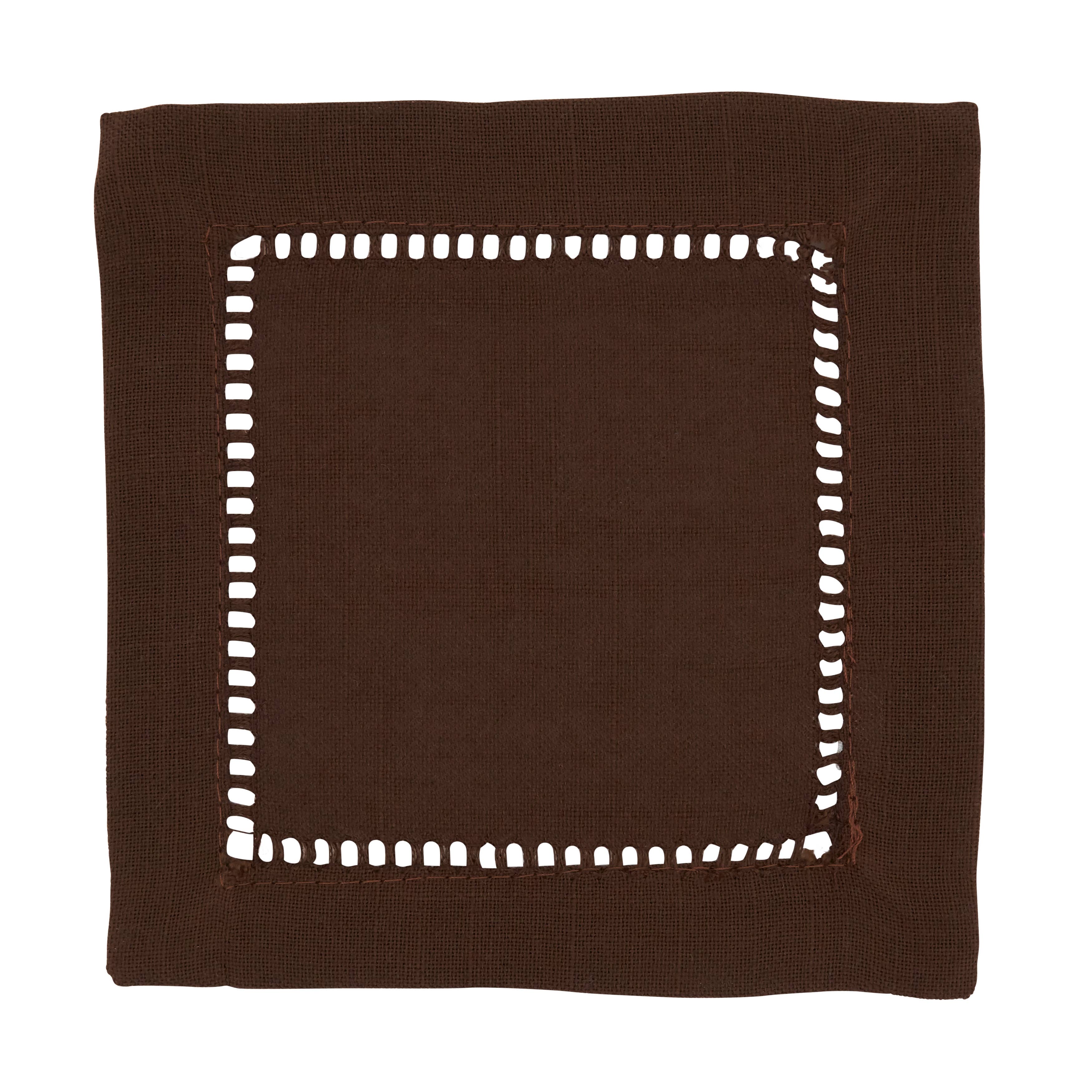 Saro Lifestyle - Vente Serviettes de table en tissu - Serviette à cocktail en lin avec ourlet ajouré5