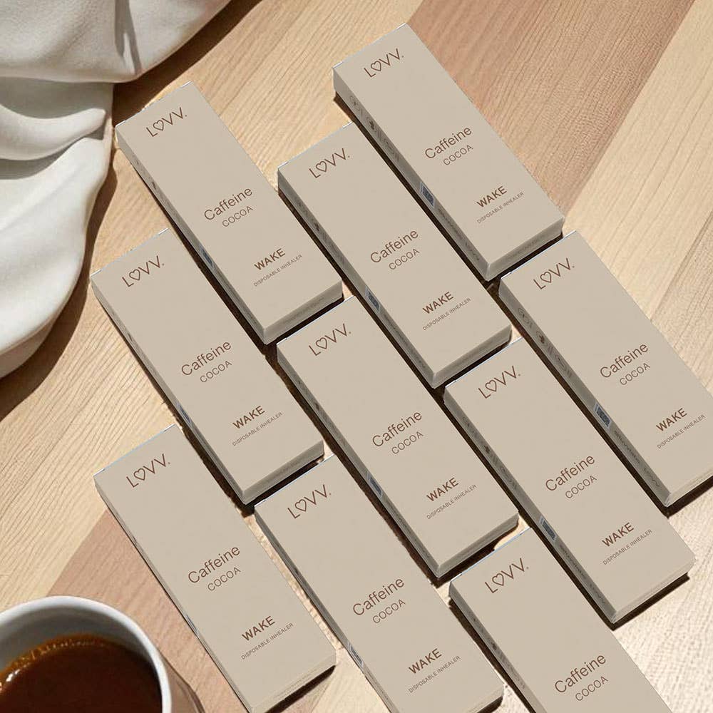 LUVV Labs - Wholesale Aromatherapy Inhaler - 10 LUVV WAKE Caffeine & B12 Infused Cocoa Flavored Inhealers4