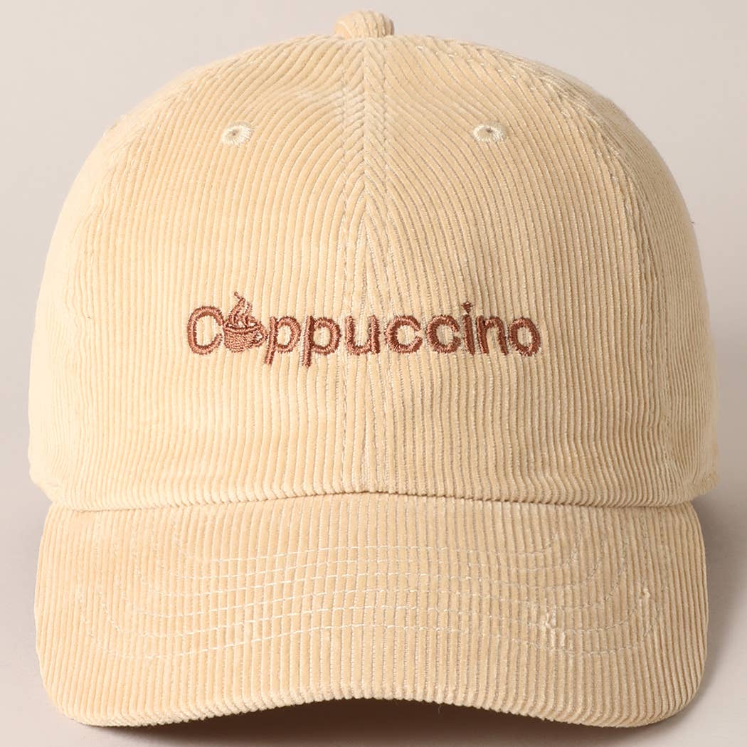 Fashion City - Wholesale Baseball Cap - Women's - Cappuccino Letter Graphic Embroidery Corduroy Cap11