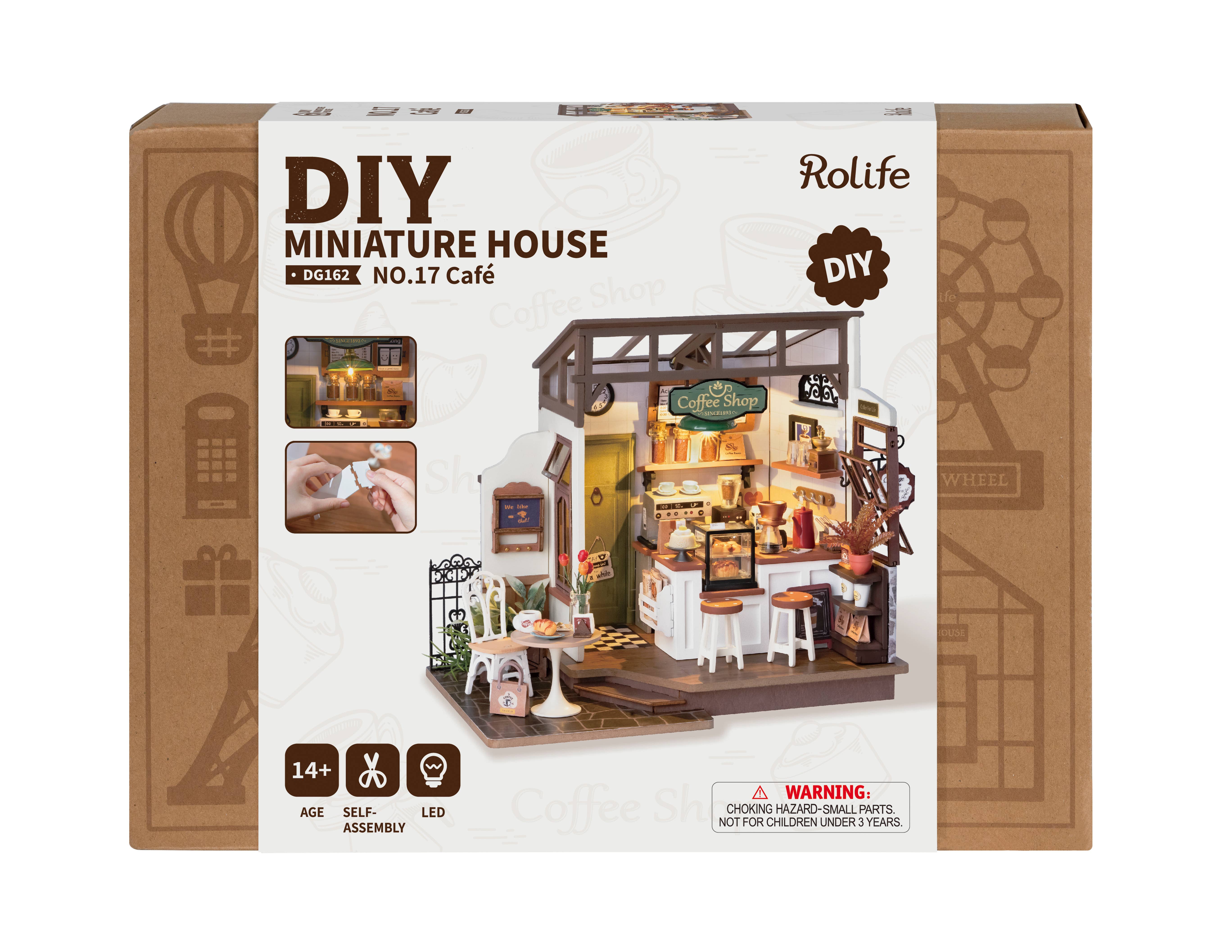 Robotime – Kit de artesanato DIY por atacado – DG162 No.17 Café Rollife Casa de bonecas de artesanato em miniatura DIY15