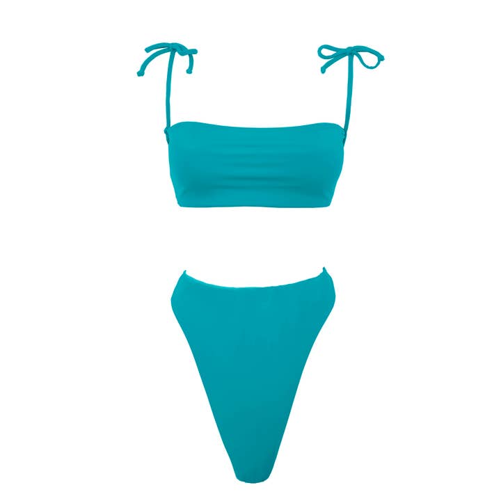 Turquoise and White reversible multiway bikini set for wholesale by TERRA DEA