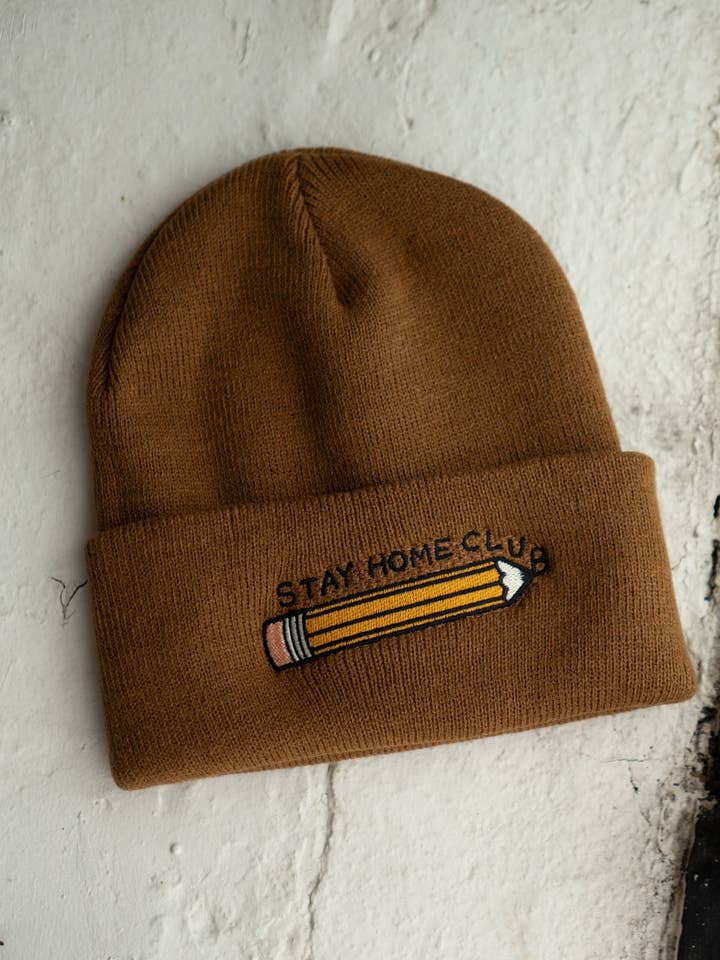 SHC Pencil Beanie | Knit Embroidered Stationery Lovers Toque for wholesale by Stay Home Club