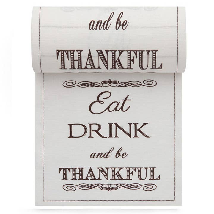 Eat Drink Be Thankful Cocktail - Linen - 4.5" x 4.5" - 500 Units per Case - 50 Units per Roll for wholesale by Five Star Napkins Inc.