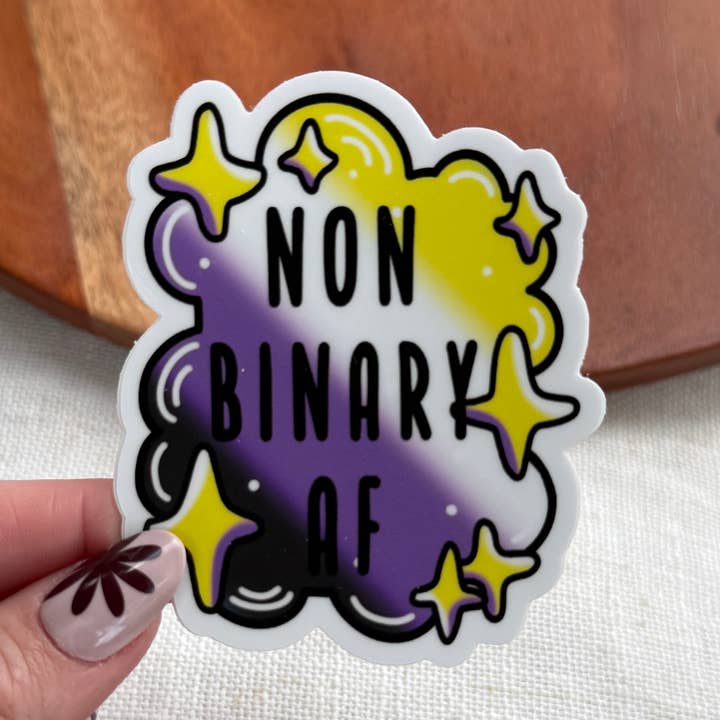 Non-Binary AF Pride Sticker for wholesale by Big Moods