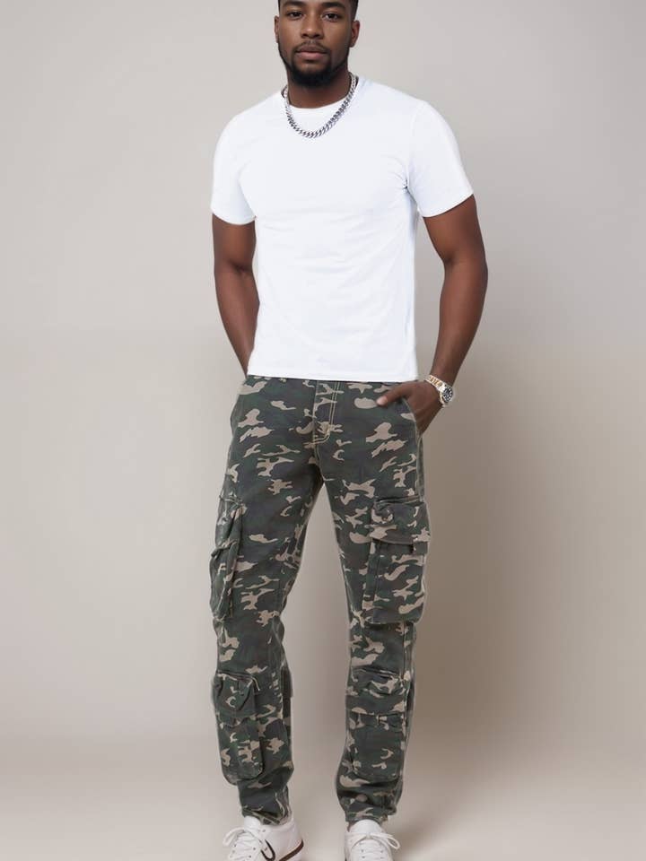 KD2461 CAMO MULT CARGO POCKET PANTS for wholesale by Platform 100