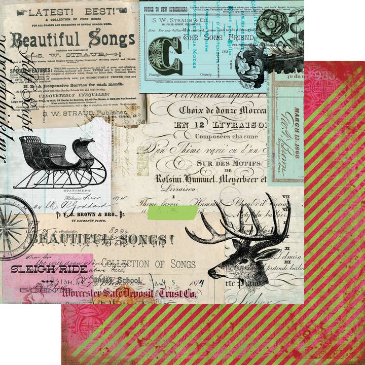 Gâteau aux fruits et guirlandes - Papier - Noël éphémère pour la vente par Fancy Pants Designs