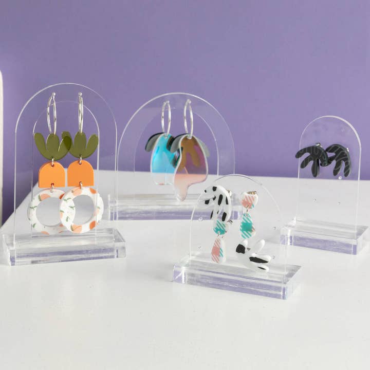 Clear Arched Set Of Four Earrings Display Stands for wholesale by The Gifting Knot Ltd
