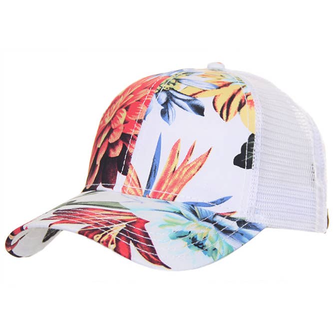 Hana - Wholesale Baseball Cap - Women's - C.C Floral Print Trucker Baseball Cap