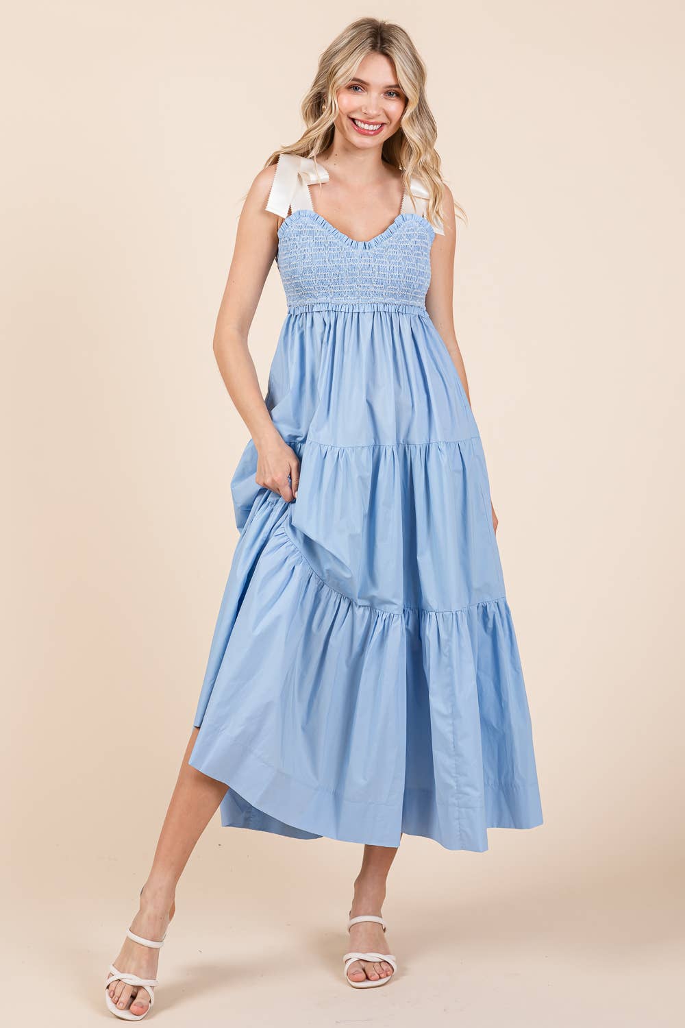 GeeGee x Lovelo - Vendita all'ingrosso Vestito - Donna - Abito midi plissettato a balze taglie comode, MD51552PL34