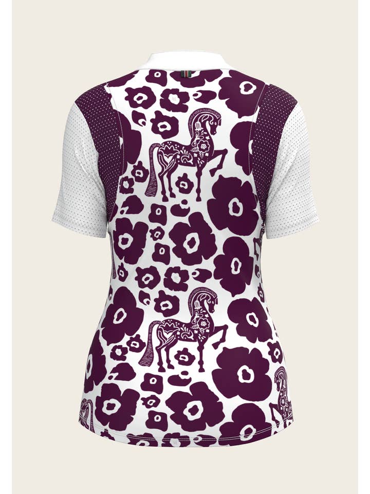 Espoir Equestrian - Wholesale Shirt - Women's - Espoir Mulberry ShortZip Sport ShowShirt Short Sleeve SF3028