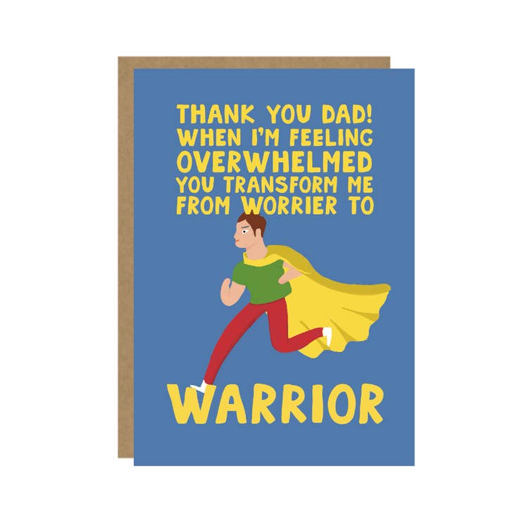 Carte Guerrier - Carte de Fête des Pères Amusante - 10x15 pour la vente par Pickled Prints