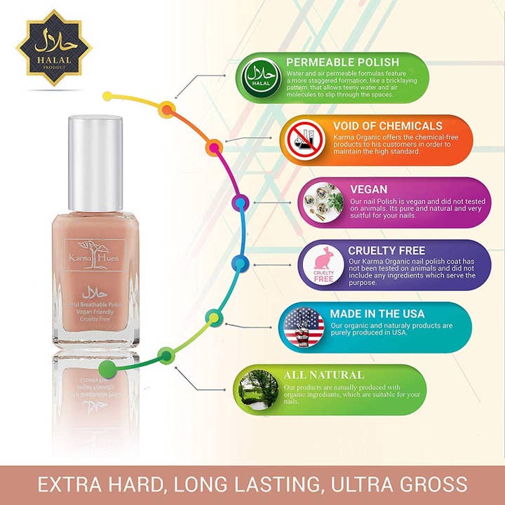 Karma Organic spa - Wholesale Nail Polish - Heena - Karma Halal Certified Nail Polish Truly Breathable1