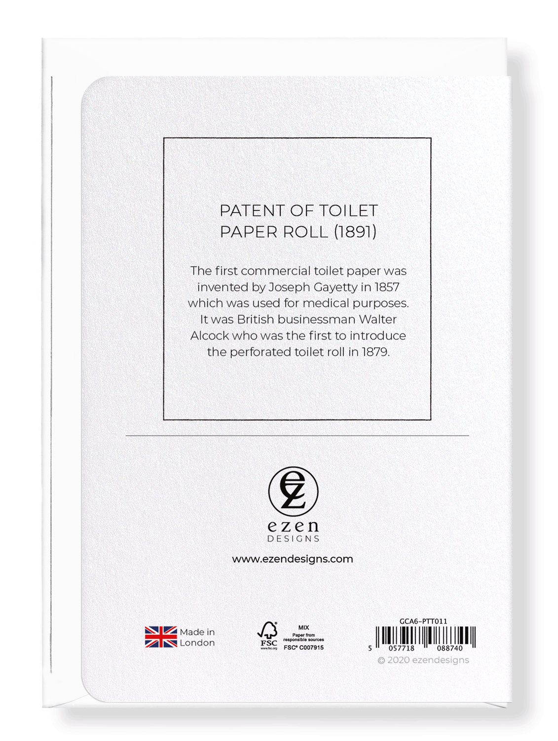 Ezen Trade – wholesale Everyday greeting card – PATENT OF TOILET PAPER ROLL (1891): Greeting Card1