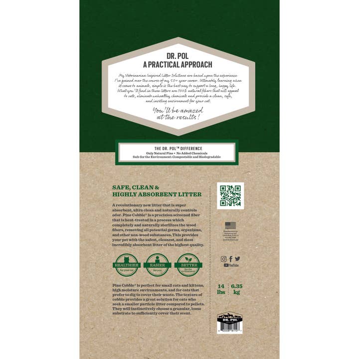 Healthy Breeds - Wholesale Cat Litter Box - Dr. Pol Pine Cobble Cat Litter 14 lb