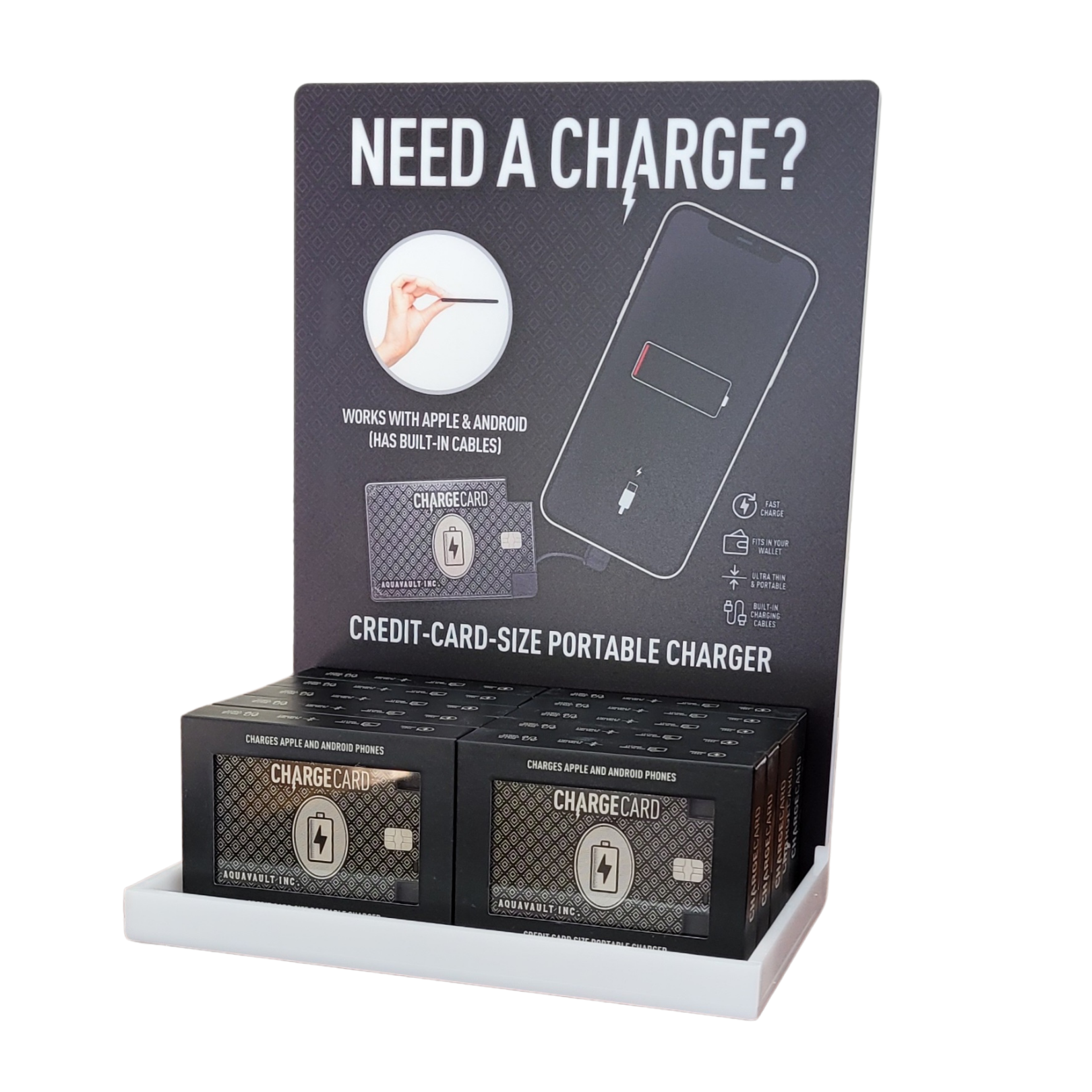 AquaVault Inc. – wholesale Bärbar laddare – ChargeCard® Ultra-Thin Kreditkortsstorlek Telefonladdare12