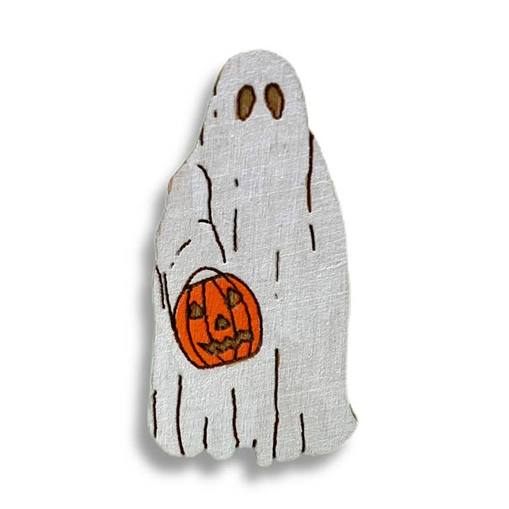 Wood Sheet Ghost Pin for wholesale by Brave Wimp