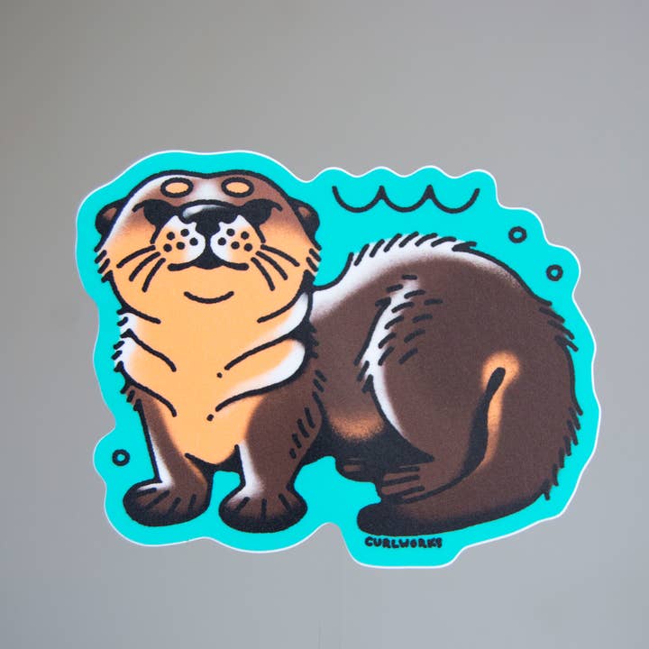 Otter 2 - 3" Vinyl Sticker for wholesale by Curlworks