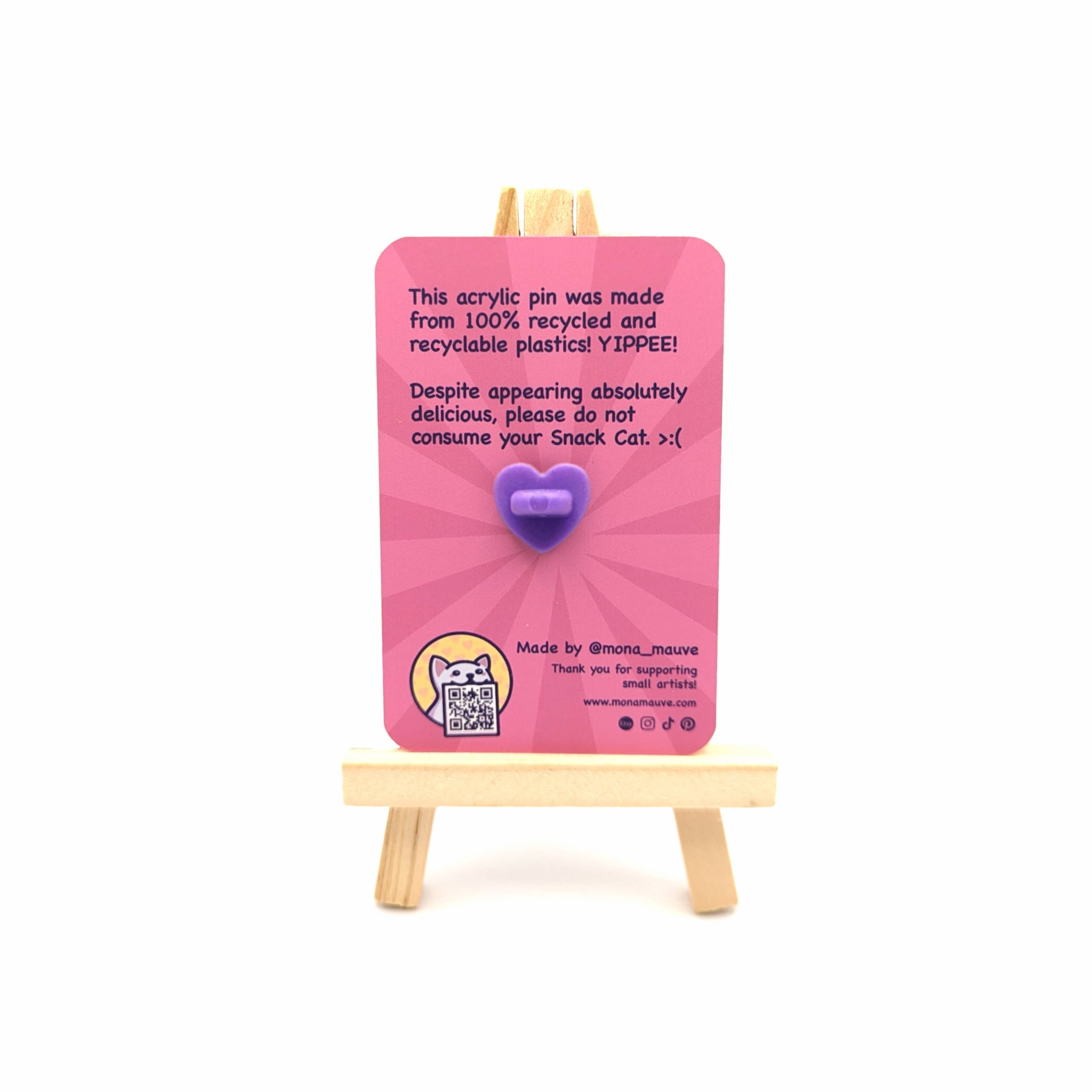 Mona Mauve • Silly Art! – wholesale Lapel pin/button – Cupcake Cat Pin | Snack Cats Collection | 40mm Acrylic Badge3