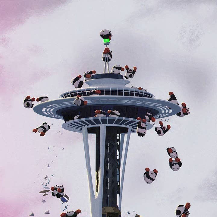 Space Needle Pandor för wholesale av Punching Pandas