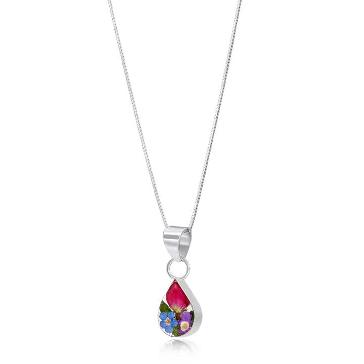 Shrieking Violet - Wholesale Pendant/Charm Necklace - Silver Pendant Necklace - Mixed Flowers - Xs Teardrop.0