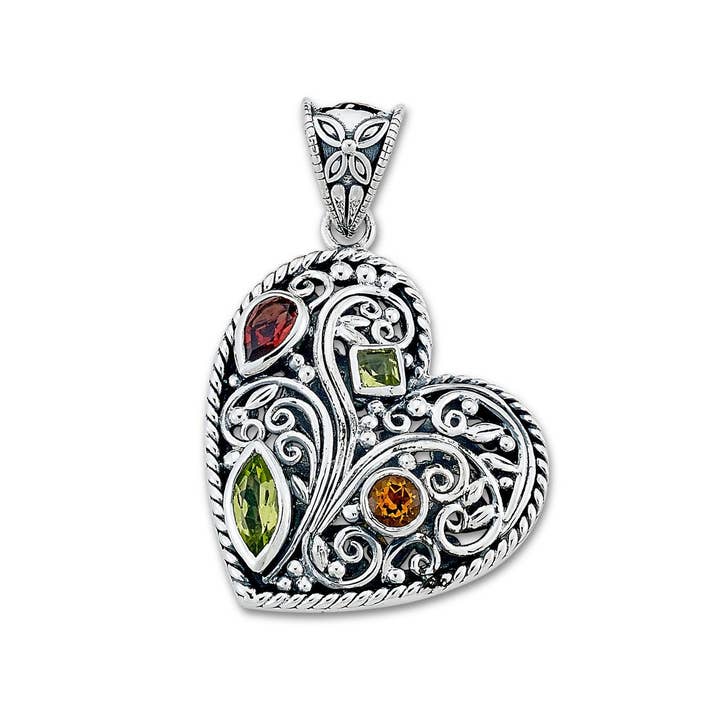 SS Multi Edelstein Herzanhänger für den Großhandel von Eli Pebble