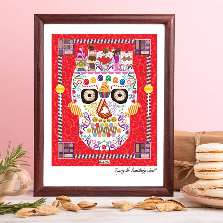 The Art of Pamela Joy Trow - Wholesale Art print - Sugar Skull Dying For Something Sweet Art Print 8x101