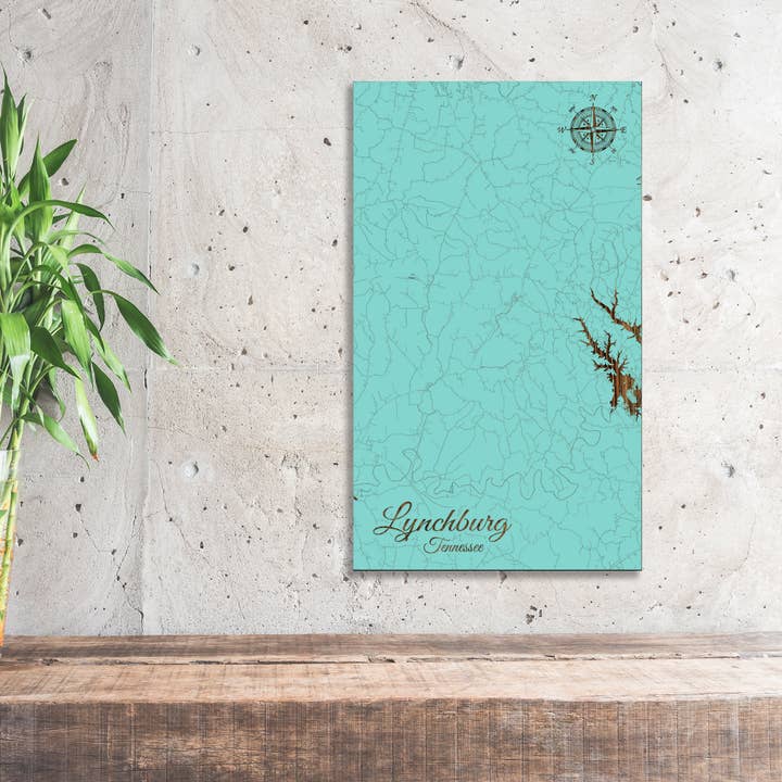 Tennessee : carte des rues de Lynchburg pour la vente par Fire & Pine