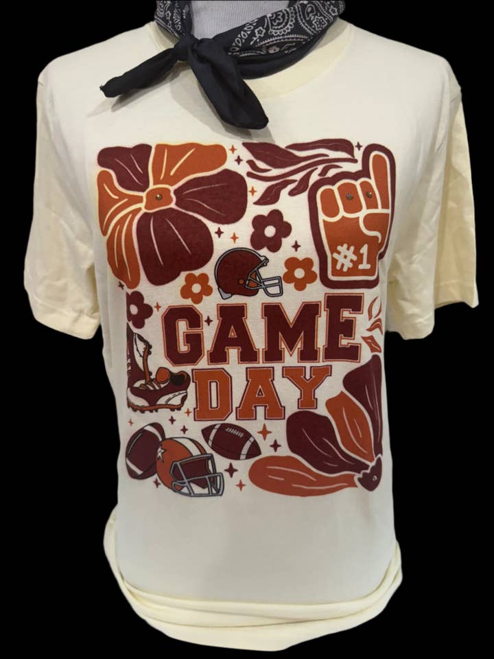 Customizable Groovy Football Game Day on Natural Crew for wholesale by Bling-A-GoGo, LLC