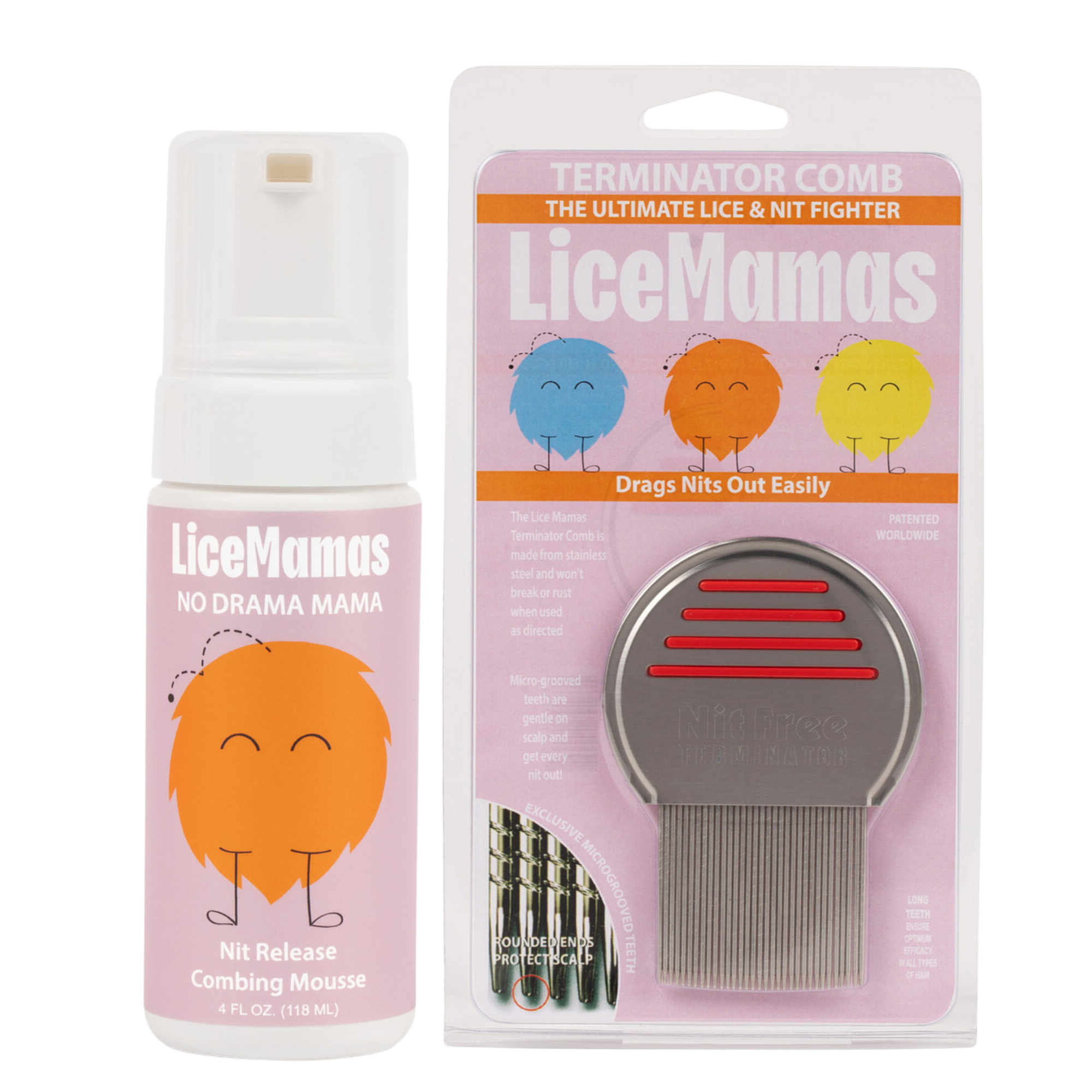 Lice Mamas, LLC - Wholesale Hair Brush/Comb - Lice Mamas Kit – Enzyme Mousse & Nit Comb for All Hair Types1