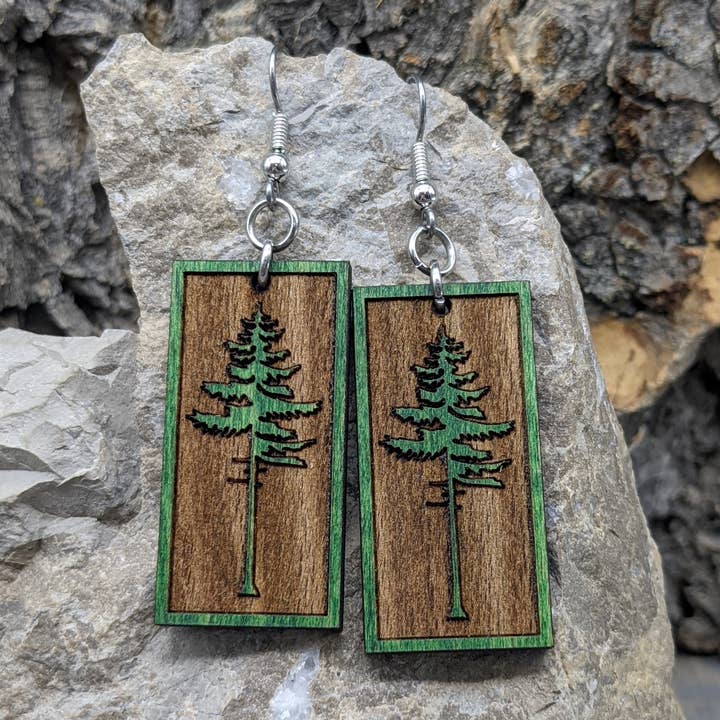 Embossed Tree Wood Earrings for wholesale by The Forest and Forge
