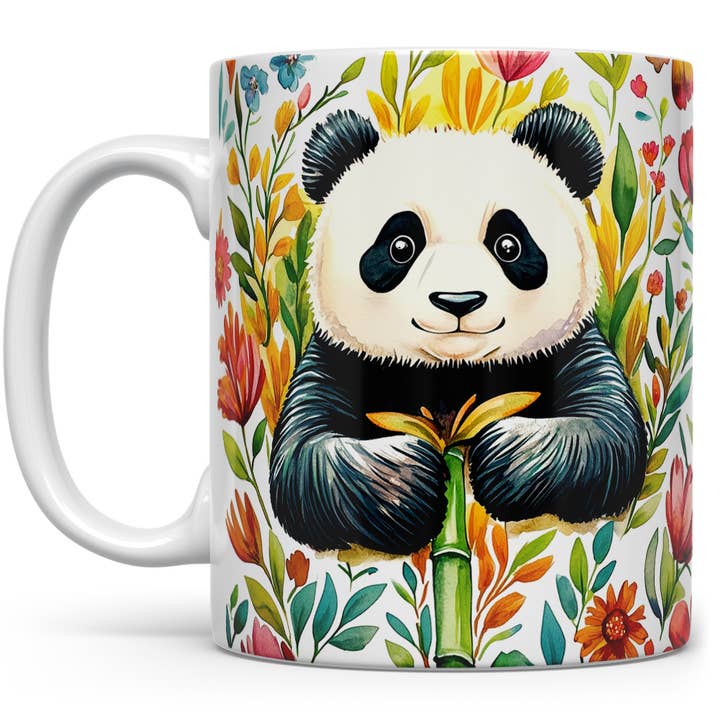 Mug en céramique Panda fleuri, Tasse faune mignonne, Cadeaux nature pour la vente par Loftipop