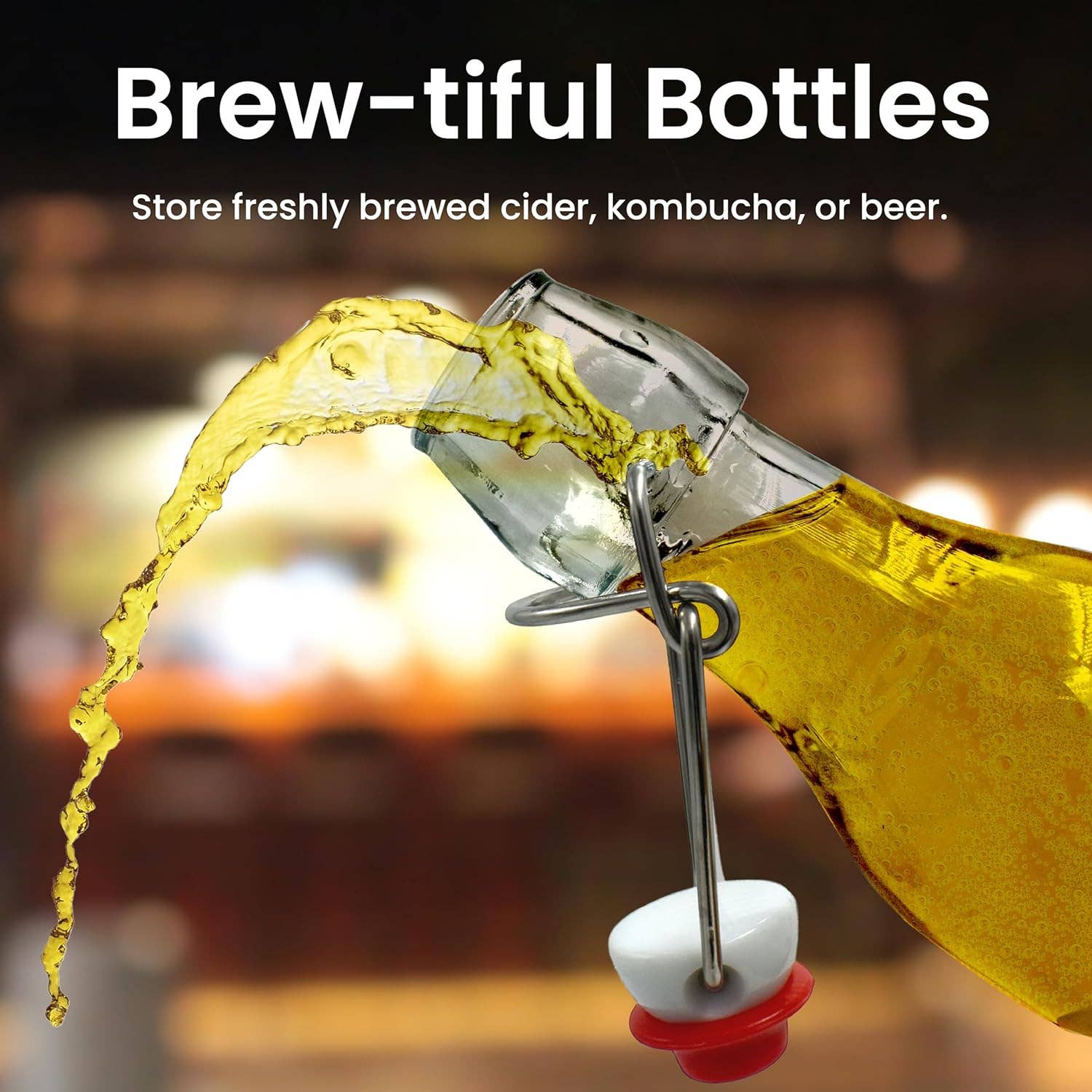 Jara Trading - Wholesale Milk/Juice Bottle - Swing Top Bottles  - Glass Bottles with Stoppers for Homebrewing, Storage and Condiments - Flip Top Bottles for Crafts and DIY Projects, Decorative Glass Water Bottle with Lids8