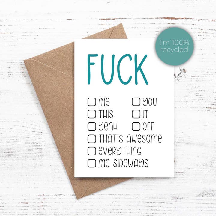 Fuck {multiple tick box} - Greeting Card for wholesale by Nutmeg Creative