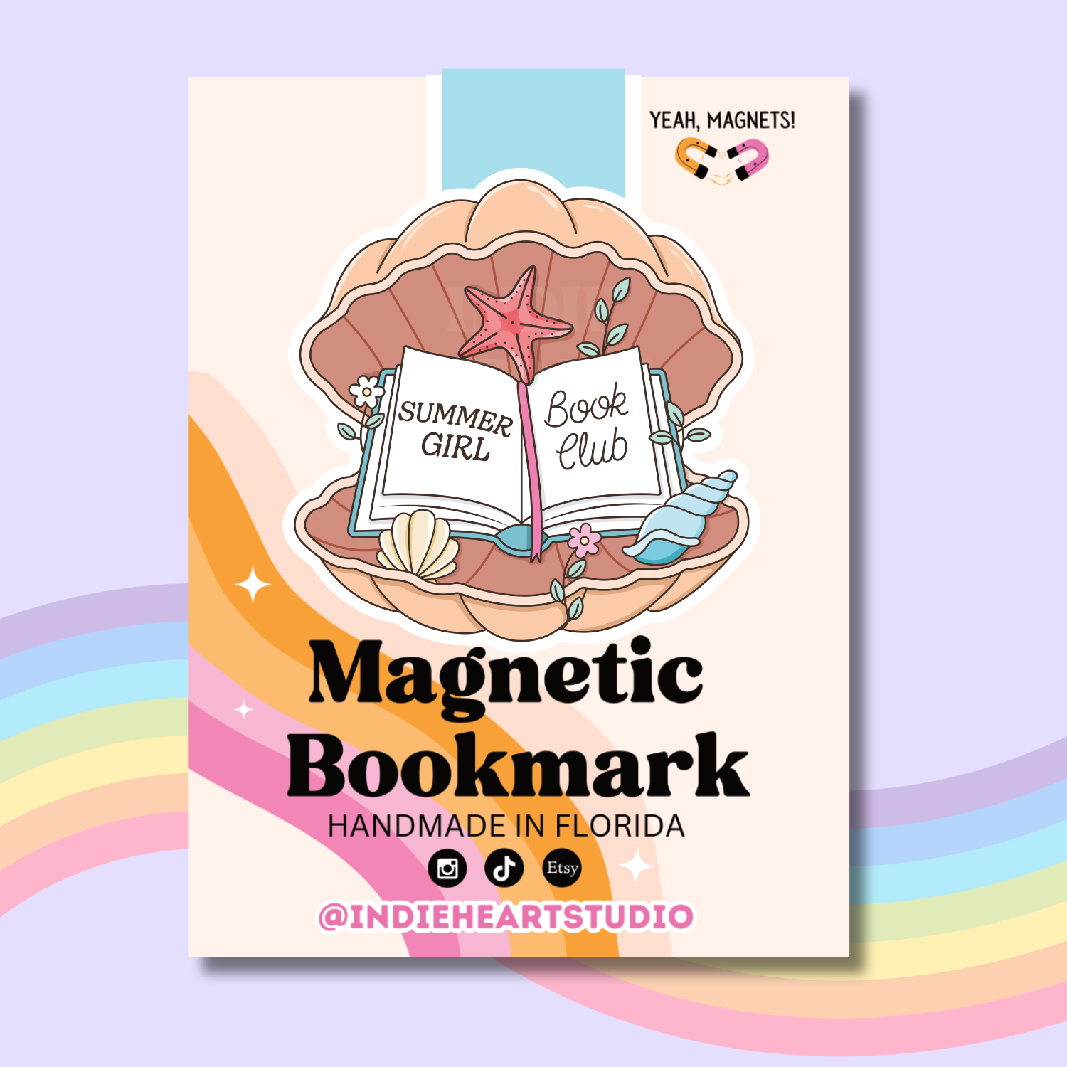 Indie Heart Studio - Wholesale Bookmark - Summer Girl Book Club Shell | Magnetic Bookmark 1