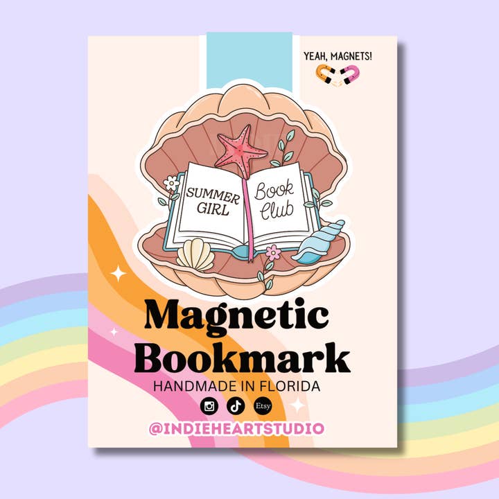 Indie Heart Studio - Wholesale Bookmark - Summer Girl Book Club Shell | Magnetic Bookmark 1