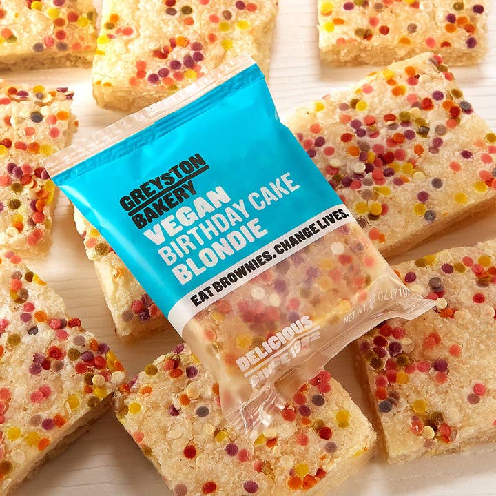 Vegan Birthday Cake Blondie 64 for wholesale by Greyston Bakery, Inc.
