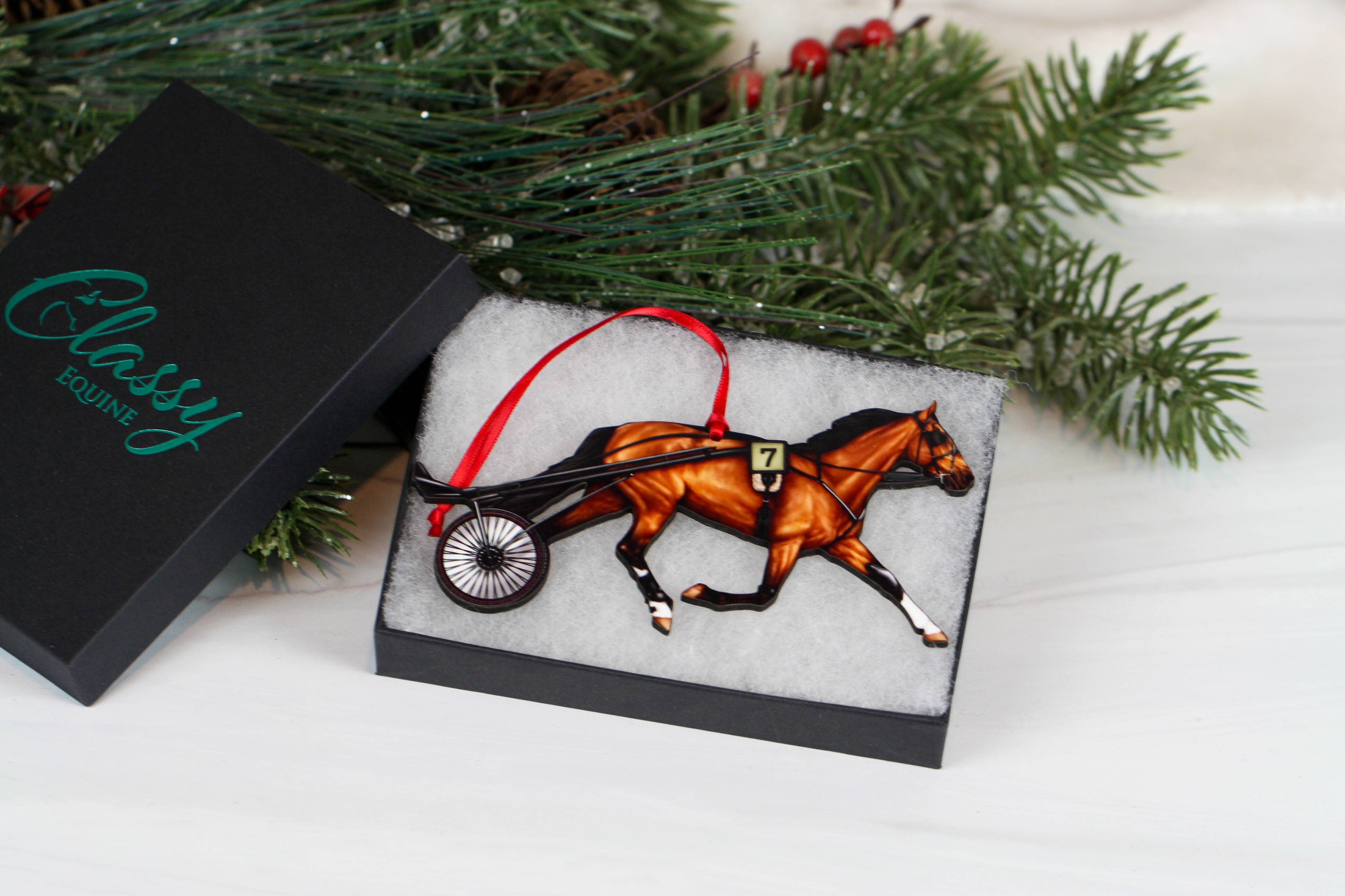 Classy Equine - Wholesale Ornament - Standardbred Racehorse Ornament - Harness Racing Trotter6
