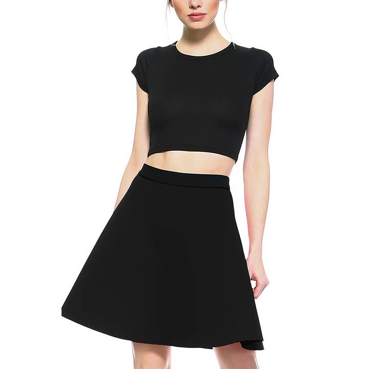 A LINE FLARE SKATER MINI SKIRT for wholesale by JHP Collection