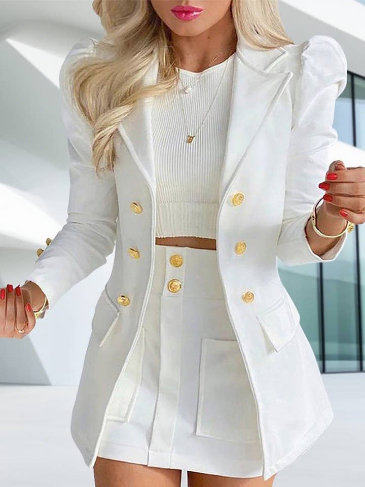 Fashionable printed puffed-sleeve suit jacket and other Purchase Wholesale skirt set. Free Returns & Net 60 Terms on Faire trending on Faire.