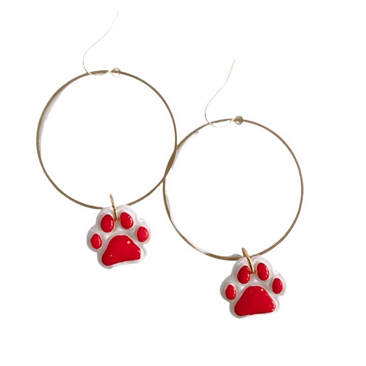 Paw Print Earrings | Statement, Game Day, Jewelry, Handmade for wholesale by Sweet Tree