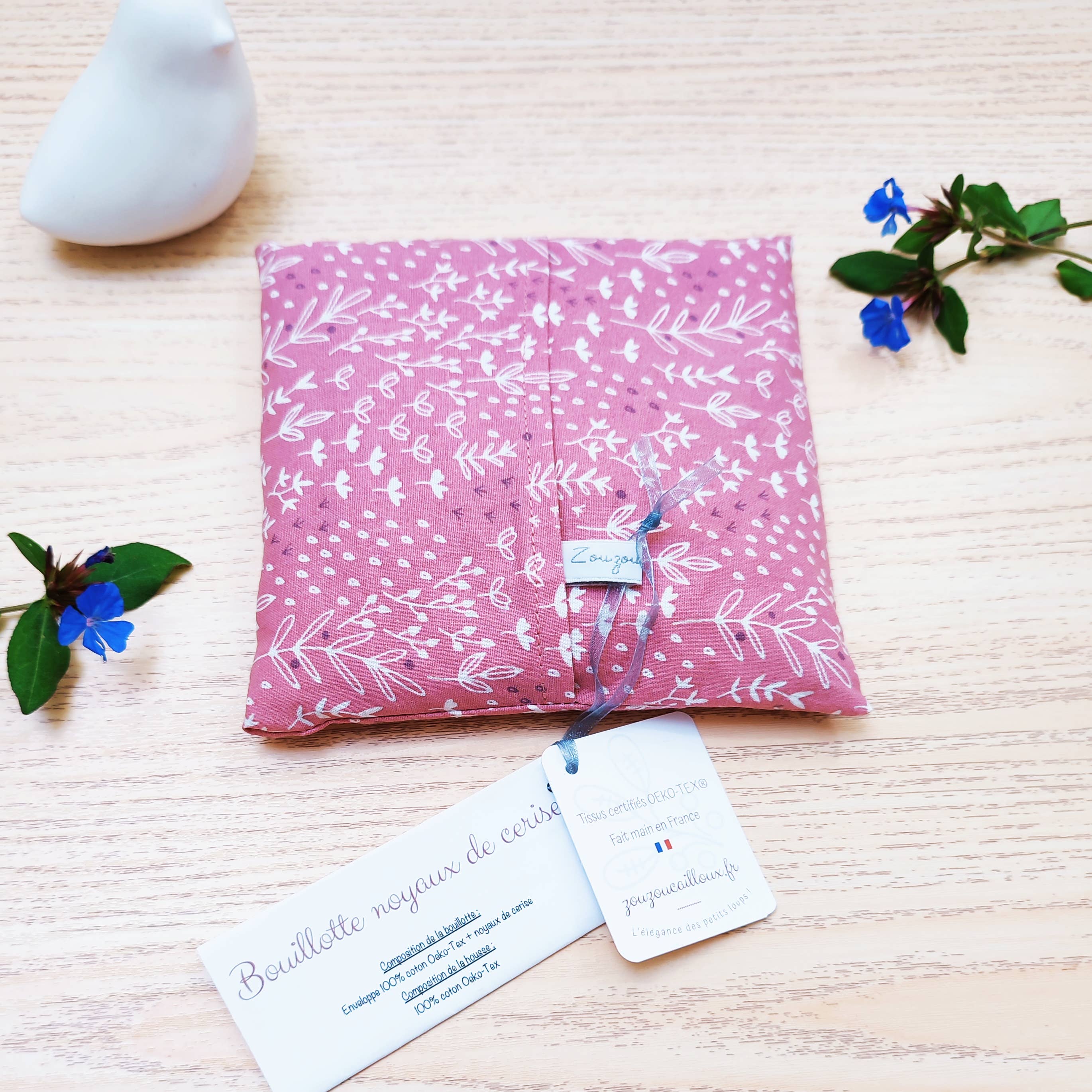 ZOUZOU CAILLOUX - Wholesale Hot/Cold Compress - Cherry pit heating pad pink foliage - 15 cm x 15 cm4