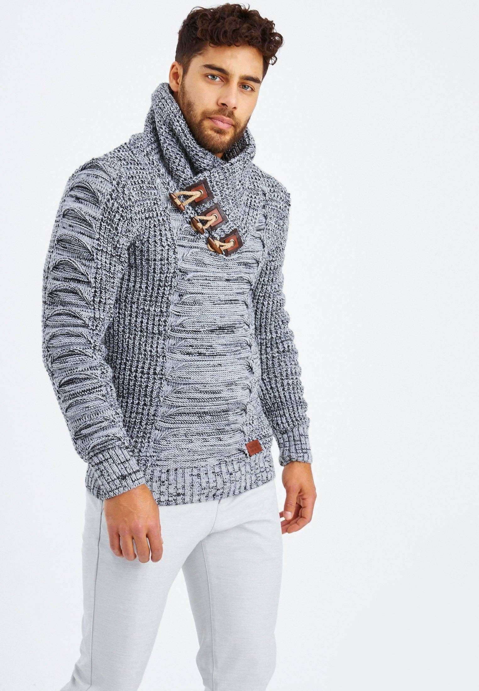 Leif Nelson GmbH - Wholesale Knit Sweater - Men's - Men's Knit Sweater Chunky Knit Shawl Collar LN-55757
