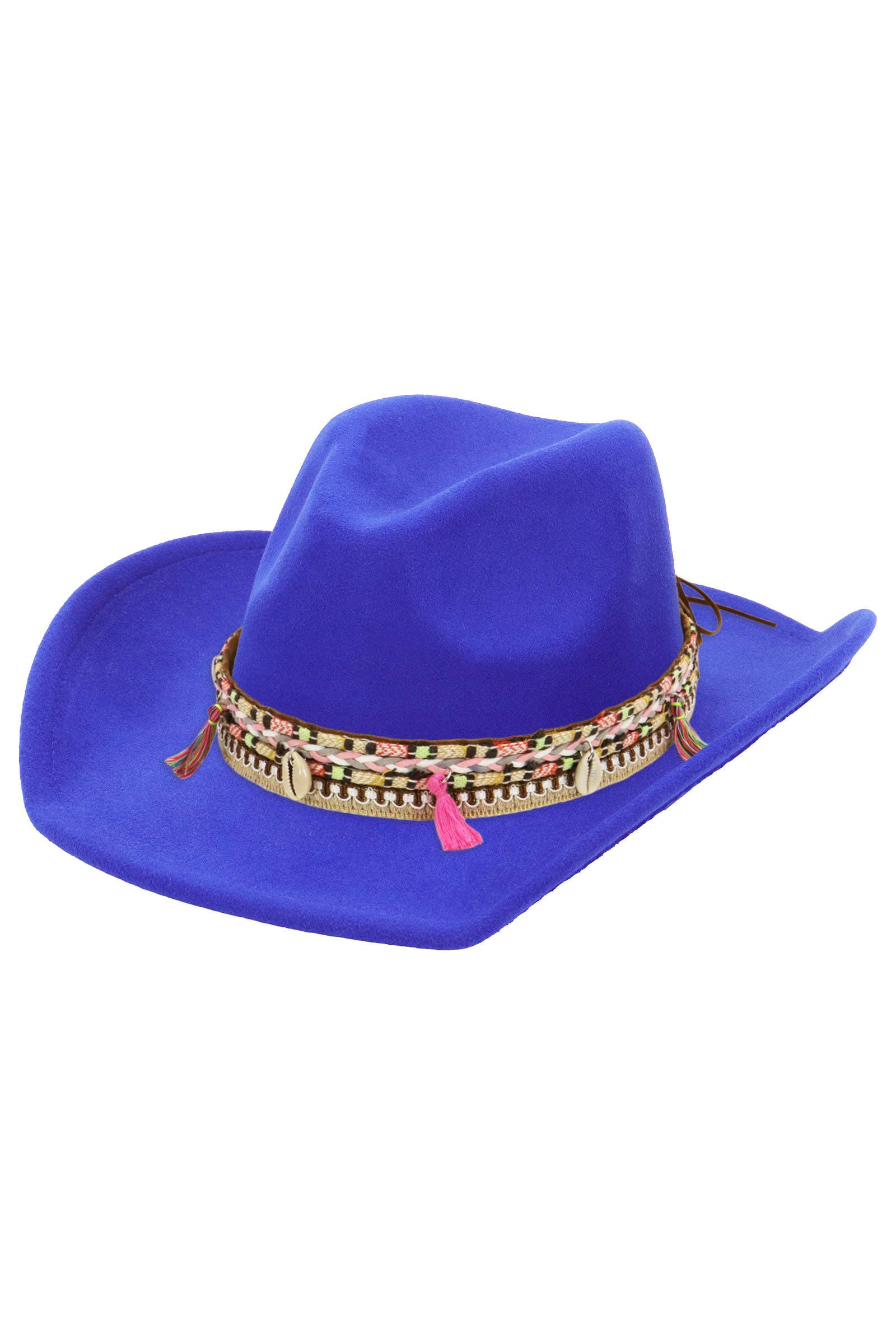 Cap Zone - Venta al por mayor Sombrero cowboy - Unisex - Sombrero vaquero de fieltro sólido con banda de borlas costeras rosas7