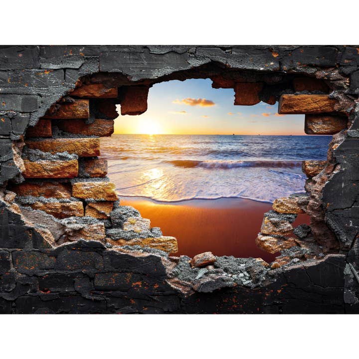 Stænkskærm - Solnedgang på stranden for engroshandel hos Queence